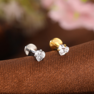 Lingchee ASTM F136 Titan 16G tim CZ nội bộ ren phẳng trở lại labret sụn tragus Helix mũi Stud xuyên - Product Image 2