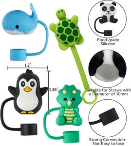 ใหม่นุ่ม 10 มม.รูปสัตว์ฟางฝาปิดฟางฝาครอบฟางซิลิโคน Topper สําหรับ Stanley 30 และ 40 ออนซ์ Tumbler - Product Image 3