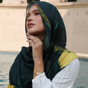 ฮิญาบยาวผ้านิ่มพิมพ์ลายสำหรับสตรีมุสลิมผ้าบางสไตล์พื้นเมืองฮิญาบแบบเย็บสองชั้น - Product Image 5