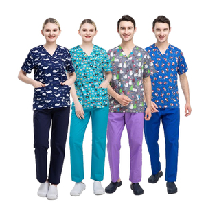 Uniformes d'hôpital à motif de Noël bon marché hommes femmes T-<span class=keywords><strong>shirt</strong></span> infirmière gommage médical confortable uniforme médical gommages chemise imprimée - Product Image 6