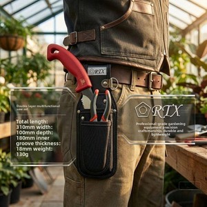 ערכת מזמרות גיזום מחוזקות RTX עם מסור, בצבע שחור-זהב, עם חגורת מתכת, לעיצוב בונסאי, גינון, פרחנות וגינון, כלים מעובים. - Product Image 5