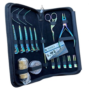Kit d'extension de cheveux plasma multicolore avec pinces métalliques longues en acier inoxydable et pinces multifonctionnelles, y compris des ciseaux à boucles - Product Image 1