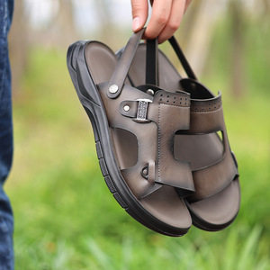 Sandales à lanières en T pour hommes, marron, décontractées, à enfiler, respirantes, à semelle souple, pour la plage - Product Image 4