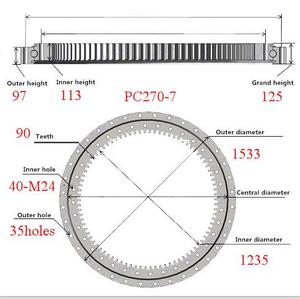 PC270-7 <b>Slewing</b> <b>Bearing</b> for Komatsu Excavator Spare Parts 206-26-00400 Slew Ring Swing Circle Aftermarket - Product Image 1
