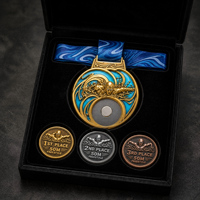 Médaille de natation personnalisée en gros avec pièce commémorative amovible, médaille sportive 3D en relief pour nageur avec ruban