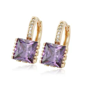 27908 xuping fashion earring with setting Lock shape stone 18k gold