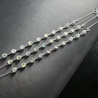 Bijoux de cristaux de guérison à la mode Madagascar arc-en-ciel Moonstone Bracelets de chaîne à breloques en argent sterling 925