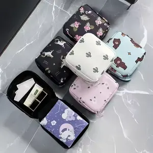 Bolsas de cosméticos pequeñas a la moda para mujer, Mini servilletas sanitarias de viaje, monedero, tarjeta de dinero, lápiz labial, bolsa de almacenamiento, monedero