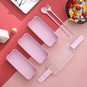 Bento Set Water Bottle <b>Lunch</b> Bag Dishwasher Microwave Safe Compartment Wheat Straw Plastic <b>Insulated</b> Kids Food Packaging LFGB - Product Image 2