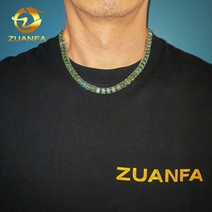 Splendida Selezione <span class=keywords><strong>di</strong></span> Gioielli in Moissanite Blu-Verde, Collana Tennis con Smeraldo 6*8mm, Catena in Moissanite con Taglio <span class=keywords><strong>Fantasia</strong></span> Asscher - Product Image 2
