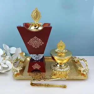 New Design Wood Bakhoor burner set Muslim Eid al-Adha decoration incense burner oud