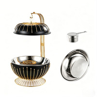 Réchaud de buffet rond noir et or en acier inoxydable pour la restauration