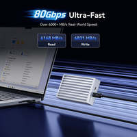 Boîtier SSD externe USB-C M.2 NVMe 80 Gbit/s 2230-22110 M/B&M Key PD 3.0 100W en aluminium sans outil jusqu'à 8 To