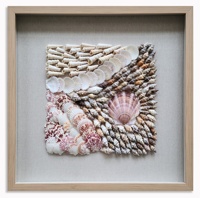 Boîte à ombres rectangulaire classique en plastique en forme de coquille Saint-Jacques et de conque, peinture 3D encadrée, art mural