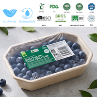 Barquette alimentaire en bagasse de canne à sucre 100 % compostable sans BPA, de qualité alimentaire, pour l'emballage des fruits en supermarché