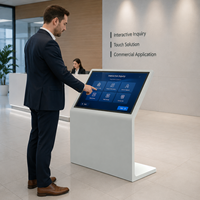 Kiosco con Pantalla Táctil en Forma de L de 32-55 Pulgadas, Señalización Digital Interactiva con Soporte de Piso, Android Windows CMS, Animación Interior, 1 Año de Garantía
