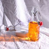 Bouteilles en verre à bouchon basculant de 8,5 oz, bouteilles carrées de 250 ml avec bouchons hermétiques pour kombucha, kéfir, extrait de vanille, bière