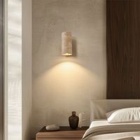 Lampe murale LED en travertin jaune Wabi Sabi japonais pour chambre à coucher, lumière blanche chaude pour l'éclairage des couloirs