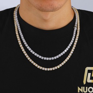 Hip Hop Bling Moissanite Tennis <b>Chain</b> 925 Sterling Silver Custom <b>Iced</b> <b>Out</b> Necklace Diamond Tester Approved - Product Image 4