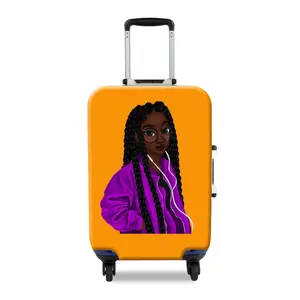 Seyahat valiz kapak koruma Afro kız baskı bavul kılıfı