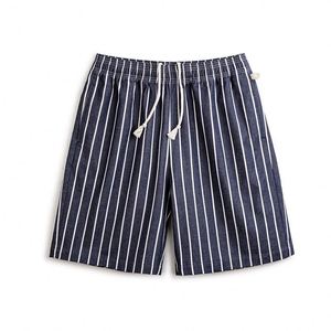 Pantalones cortos de chef de rayas verticales de mezclilla vintage americana Versus pantalones cortos casuales de pierna recta de mezcla de colores para hombres - Product Image 1