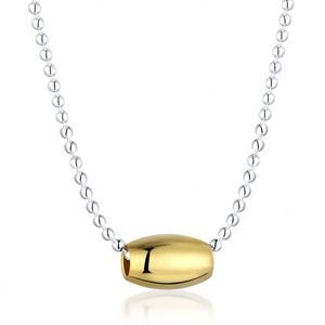 Dylam Trendy Simple Design Ins Style 18k <b>Gold</b> Plated Silver <b>Solid</b> <b>Gold</b> Ball Bead <b>Pendant</b> Necklace for Women - Product Image 1