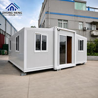 Casa Contenedor Expandible de 20 pies/40 pies con Puerta Corredera de Vidrio, Estructura de Acero Impermeable, Villa Modular Móvil para Alquiler en Resorts