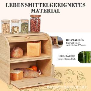 Wooden Bread Box 38x25x36cm Double Layer Storage <b>Kitchen</b> Food Container - Product Image 4
