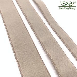 Custom Logo <strong>Woven</strong> Shoulder Straps Customized Jacquard Knitted Spandex <strong>Satin</strong> 10Mm Black White 3/8" Picot Fabric Bra <strong>Elastic</strong> Strap - Product Image 2