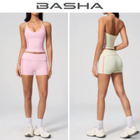 Ensemble de sport 2 pièces respirant et extensible pour femme : débardeur dos nu et short taille haute, séchage rapide, idéal pour la course et le yoga