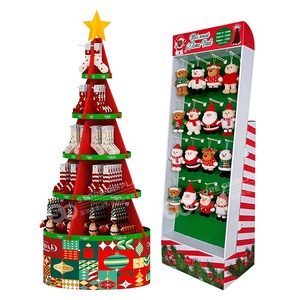Présentoir de Noël en carton ondulé avec panneau perforé pour cartes de vœux et jouets, design Sidekick - Product Image 1
