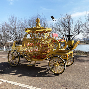 Chariot de princesse classique entièrement sculpté en or, idéal pour les mariages en plein air et les attractions touristiques - Product Image 3