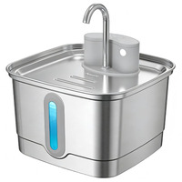 Fontaine à eau pour animaux de compagnie intelligente en acier inoxydable 3L, ultra-silencieuse, à circulation d'eau, avec batterie rechargeable, étanche IPx6, design moderne et écologique