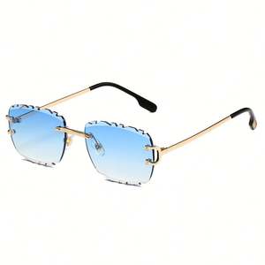 Lunettes de soleil rectangulaires vintage 2025 avec logo personnalisé, pour hommes et femmes, à bords coupés, UV400, dégradées, sans monture, pour hommes et femmes - Product Image 1