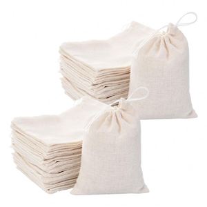 Eco Friendly Durable Cotton Luxury <b>Canvas</b> <b>Drawstring</b> Pouch Gift <b>Bag</b> for Tea Jewelry Wedding Party Favors Storage - Product Image 1