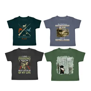 Boutique Kids My Retirement Plan Hunting Fishing Hunter Grandfather T-Shirt Children Short Sleeve Custom Print T-shirts Boy