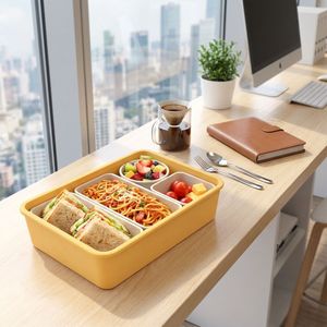 Loncheras Bento de Silicona Ecológicas para Preparación de Comidas, Contenedor de Almacenamiento de Alimentos de Silicona con 4 Compartimentos, Loncheras de Silicona Divididas - Product Image 2