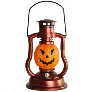 Face Pattern Pumpkin Lamp Yellow Light Oil Lamp For Halloween Party Decoration