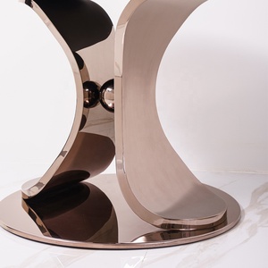 Cao Bán Công Nghiệp Crank Bàn Cà Phê Cơ Sở Titan Vòm Thiết Kế Bệ Mạ Nâu Bàn Tròn Bàn Cà Phê Kim Loại Khung - Product Image 4