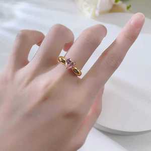 Anello a Cuore in Oro Puro 24K NGTC AU999 con Zircone Rosa Naturale, Gioiello 5D in Oro Duro, <span class=keywords><strong>Regalo</strong></span> Splendido <span class=keywords><strong>di</strong></span> Amore e Amicizia - Product Image 2