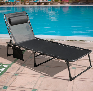 <span class=keywords><strong>Chaise</strong></span> longue de relaxation, <span class=keywords><strong>chaise</strong></span> longue pliable d'extérieur avec coussin amovible et poche, <span class=keywords><strong>chaise</strong></span> de bronzage portable - Product Image 3
