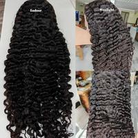 Perruque bouclée indienne naturelle de Birmanie, perruque frontale en dentelle HD complète de 30 pouces, vente en gros, perruque de cheveux humains vierges péruviens 15A sans colle