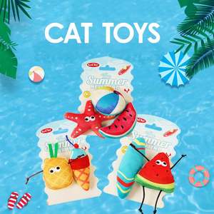 Manufacturer Wholesale Custom Summer Series <b>Interactive</b> <b>Cat</b> Plush <b>Toy</b> Set - Product Image 1
