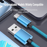 Kabel Nylon Braided C to C 60W, Pengisian Cepat 2A, Transfer Data 480Mbps, Berbagai Panjang dan Warna, Mendukung Kustomisasi