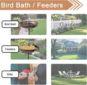 Nichoir élégant en fonte avec bol de bain d'oiseaux pour décor d'ornement de jardin extérieur - Product Image 6