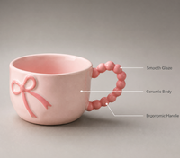 Mug en céramique élégant et mignon avec nœud, compatible micro-ondes, pour le café des femmes au bureau, usage domestique, petit-déjeuner, tasse pour couples