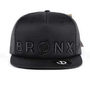 Custom High Quality Hip Hop Black Foam 5 Panel Satin Lined Snapback Hat Cap Sports Caps For Men Women