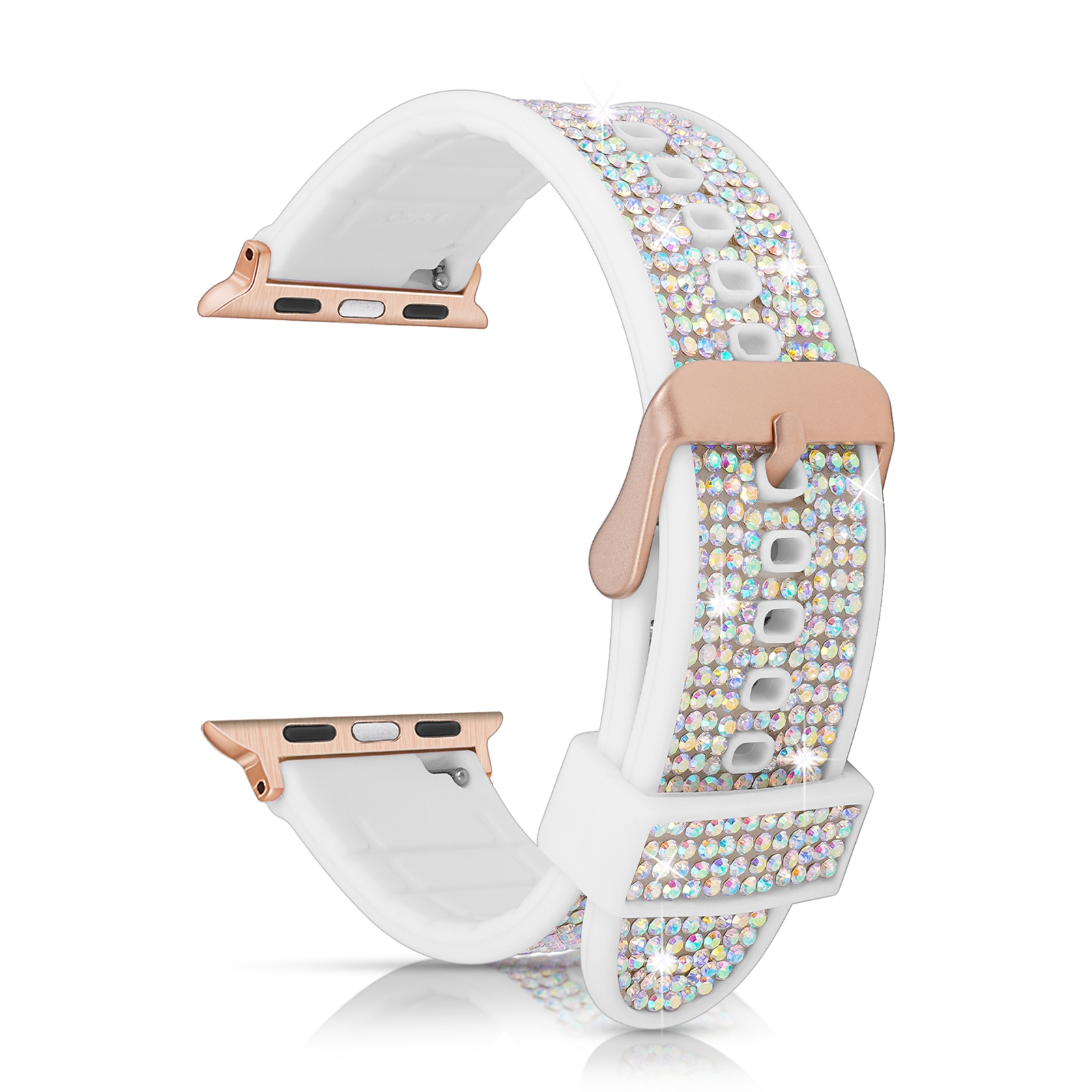 Размер 38 мм 40 мм Amazon Новинка с блестящим Цирконом мягкий белый Силиконовый ремешок для часов apple 654 для iwatch мягкий ремешок для часов с бриллиантом