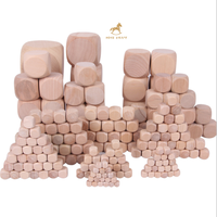 Cube de logo personnalisé, prix bon marché, vente en gros, blocs de bois non finis, coin rond, 1-10cm, dés en bois