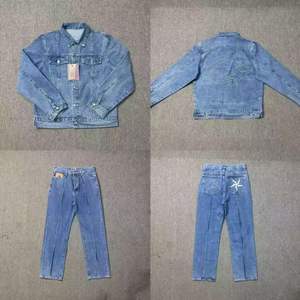 Ensemble veste et <span class=keywords><strong>pantalon</strong></span> en jean avec logo brodé étoile à cinq branches Devil Island pour hommes et femmes, style décontracté américain <span class=keywords><strong>Corteiz</strong></span> - Product Image 3